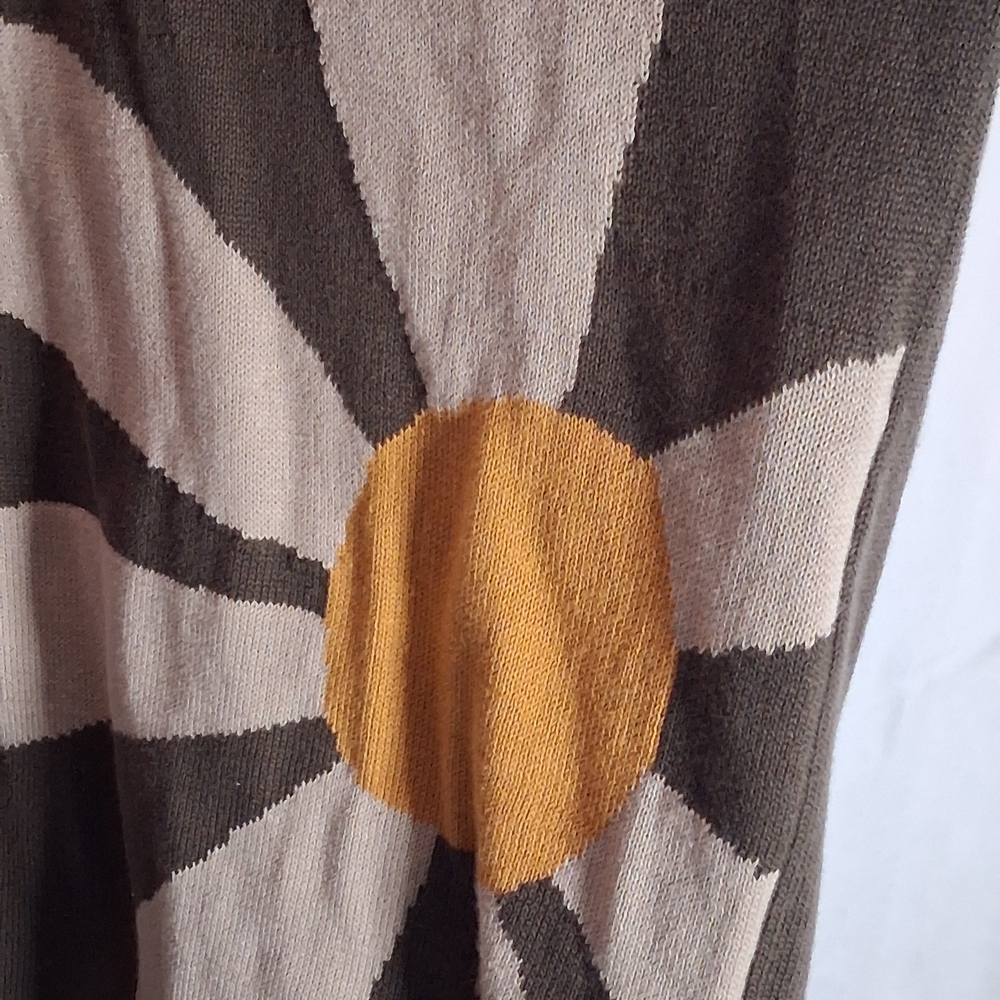 NATURAL LIFE Olive Green Cardigan with White and Yellow Daisy - Picture 3 of 5